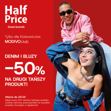-50% na drugi tańszy produkt DENIM I BLUZY