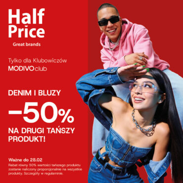 -50% na drugi tańszy produkt DENIM I BLUZY