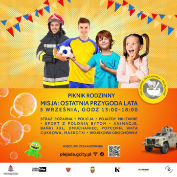 „Misja: ostatnia przygoda lata” w G City Plejada. Rodzinny piknik pełen sportu, zabawy i spotkań z bohaterami