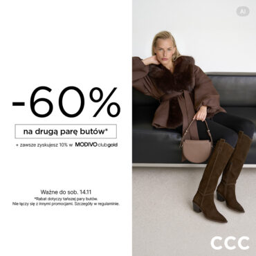Teraz w CCC -60% na drugą parę butów!